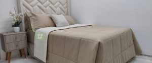 Edredón Doble Vista Beige Capuchino con Borrega | Colección New Day