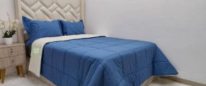 Edredón Doble Vista Azul Índigo con Borrega | Colección New Day