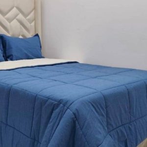 Edredón Doble Vista Azul Índigo con Borrega | Colección New Day