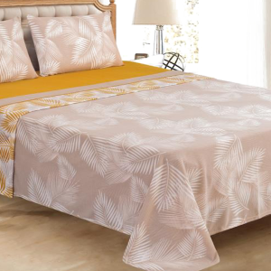 Juego de Sábanas "Oasis Dorado" | Estampado Tropical en Beige y Mostaza